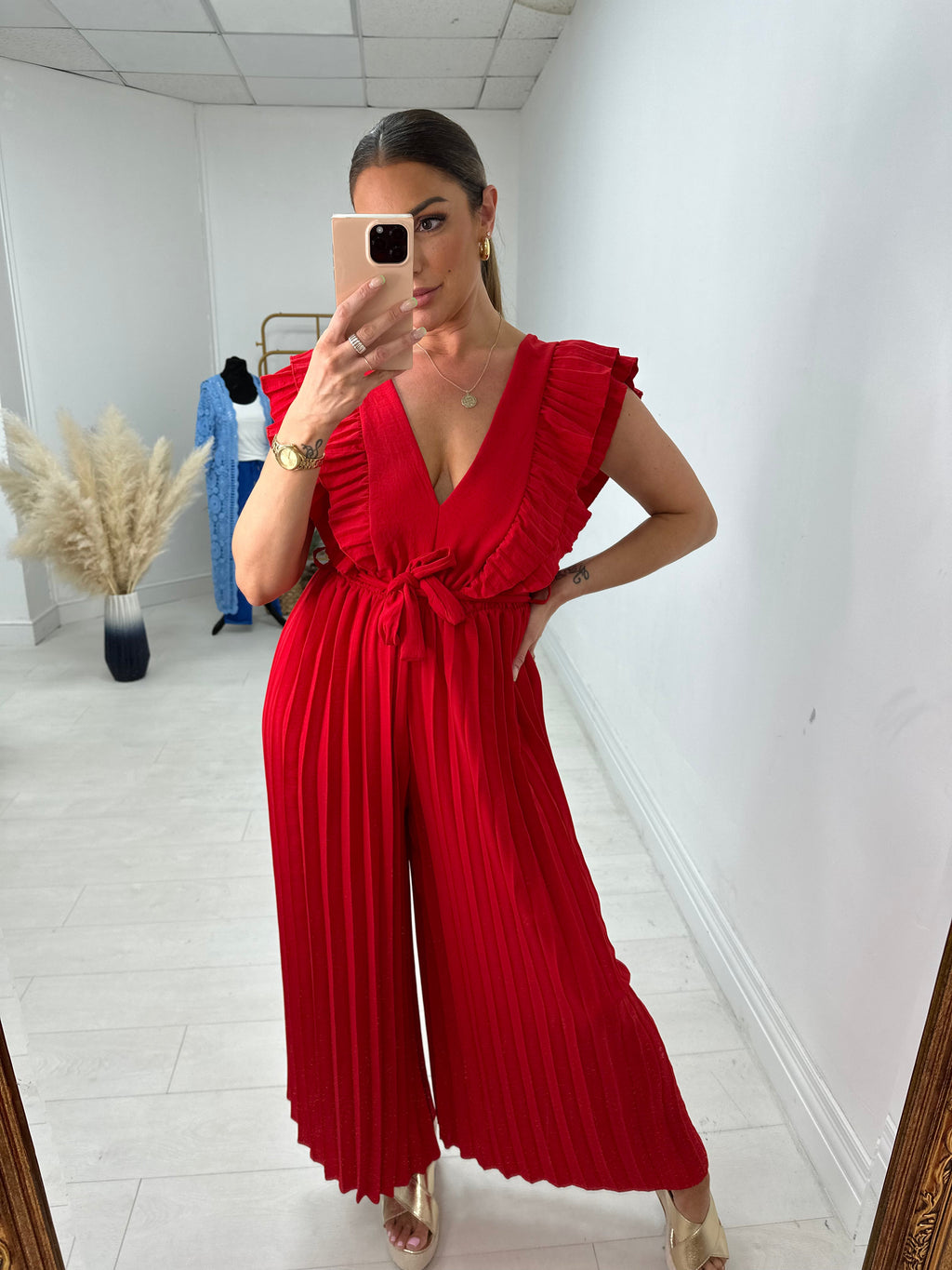 Isannah Pleated Frill Shoulder Jumpsuit
