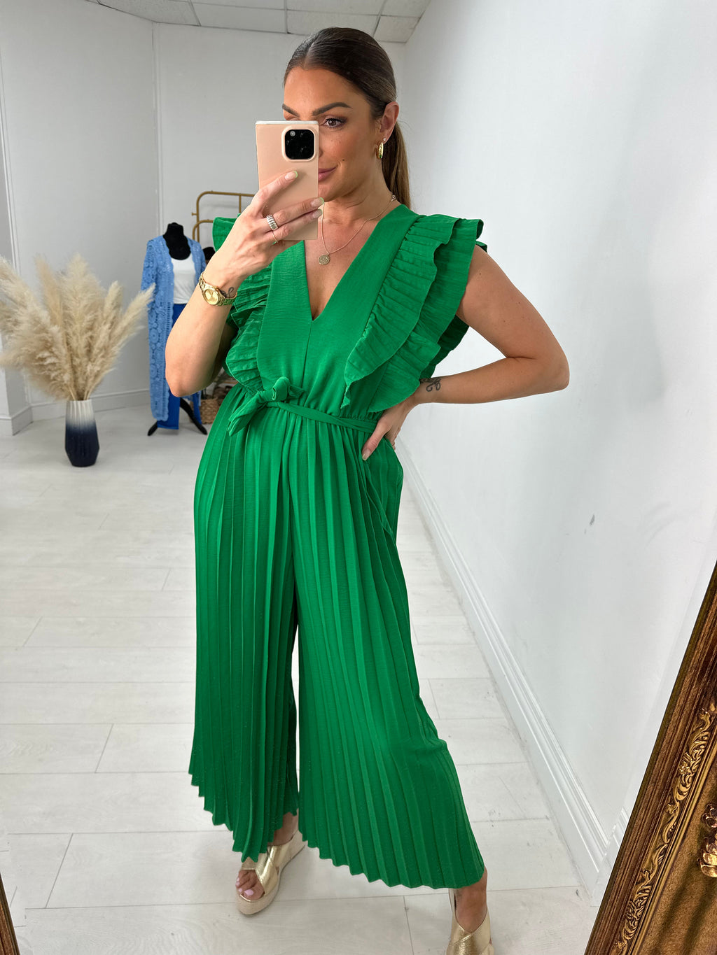 Isannah Pleated Frill Shoulder Jumpsuit