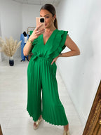 Isannah Pleated Frill Shoulder Jumpsuit