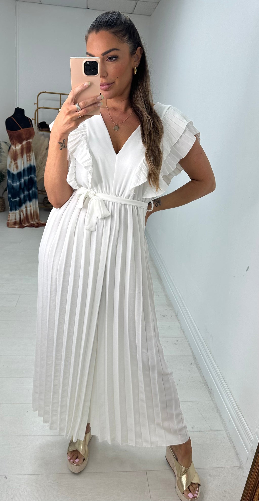 Isannah Pleated Frill Shoulder Jumpsuit
