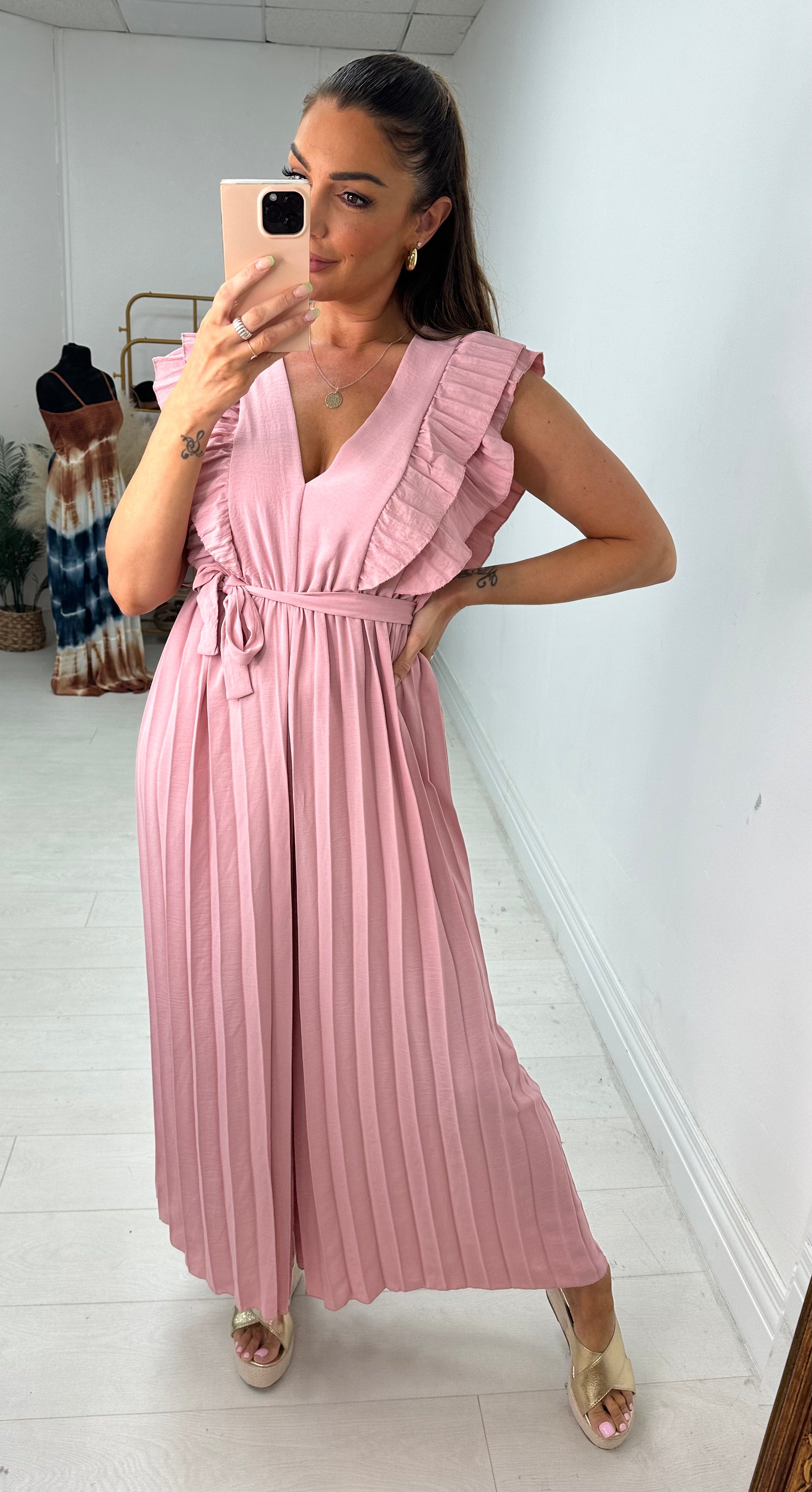 Isannah Pleated Frill Shoulder Jumpsuit