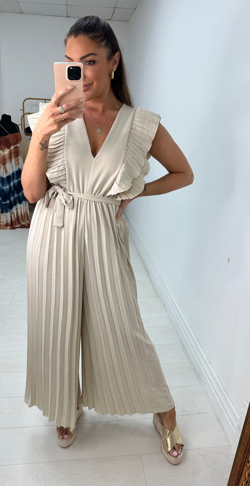 Isannah Pleated Frill Shoulder Jumpsuit