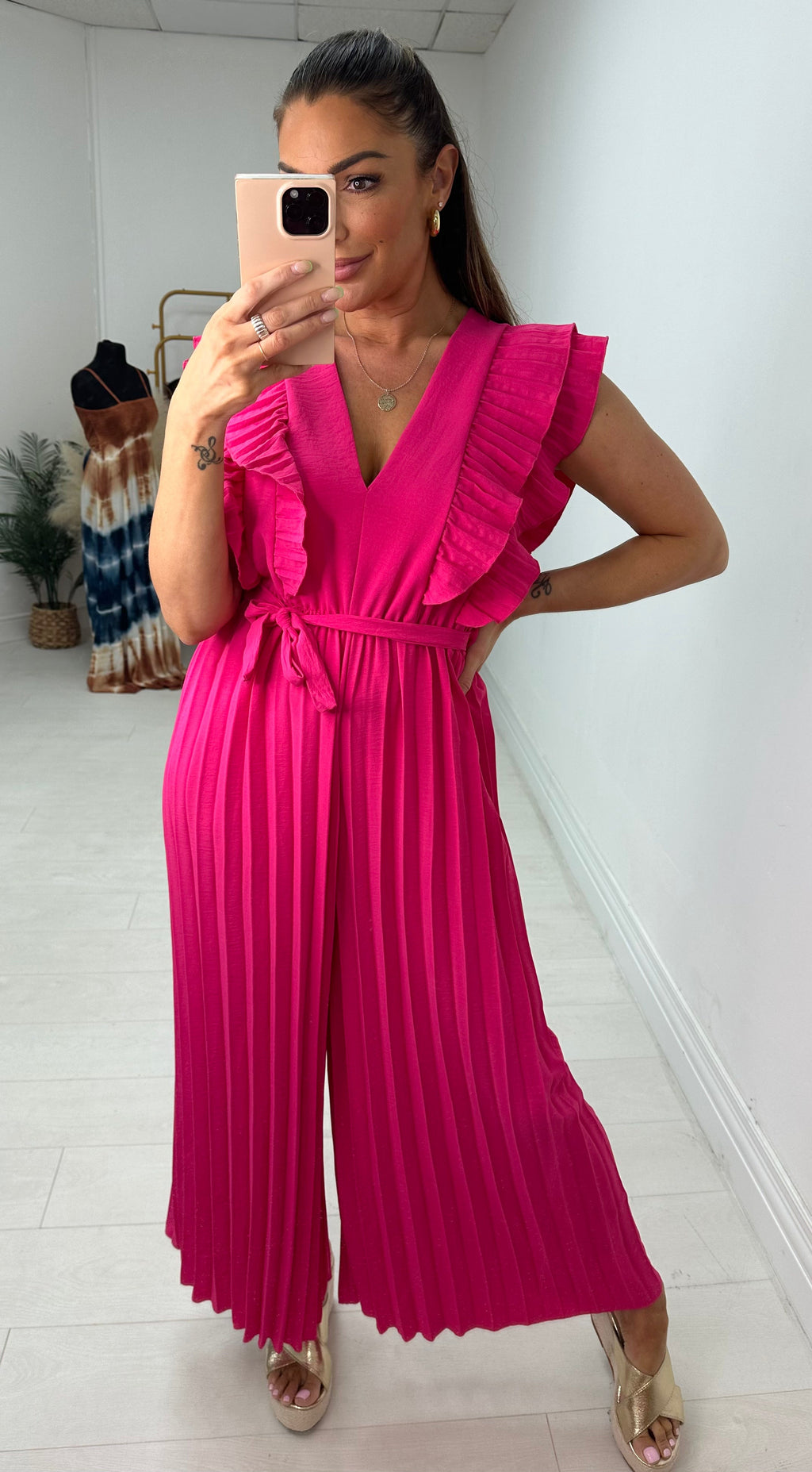 Isannah Pleated Frill Shoulder Jumpsuit