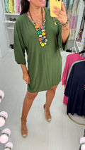 Saveah Ribbed Slinky Oversized Necklace Dress