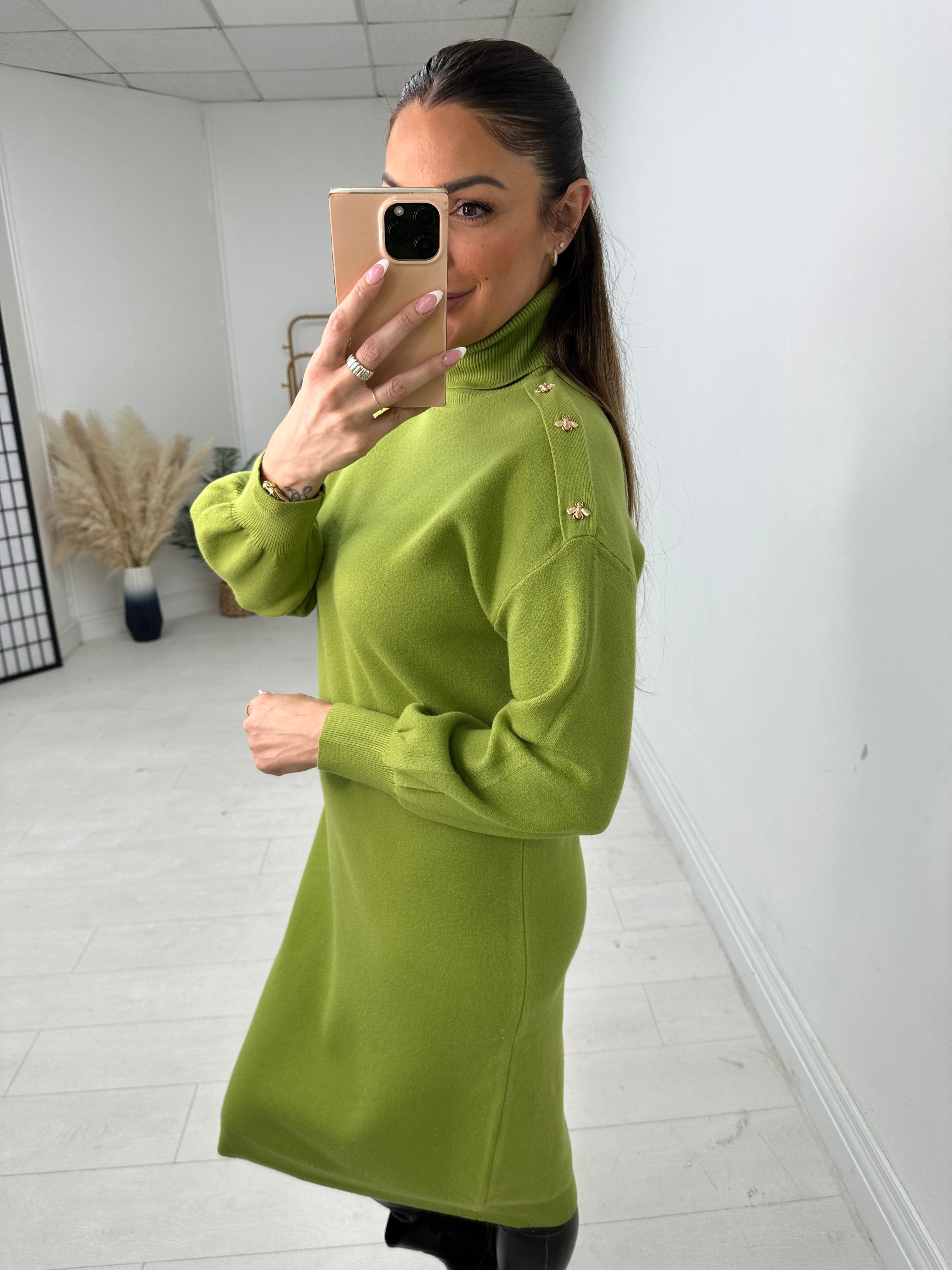 Abia Bee Detail Roll Neck Jumper Dress