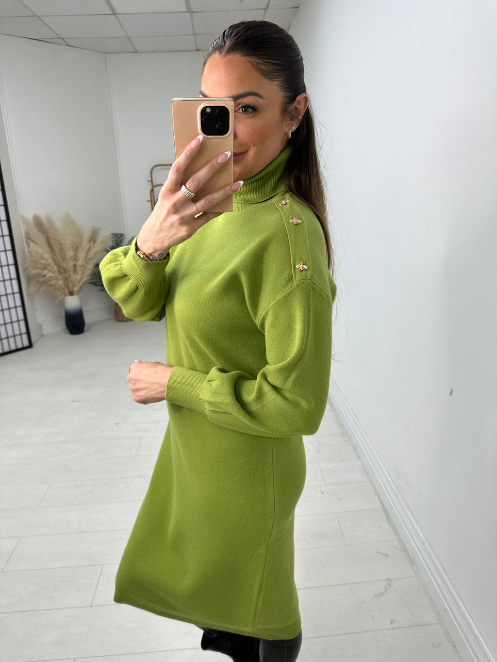 Abia Bee Detail Roll Neck Jumper Dress