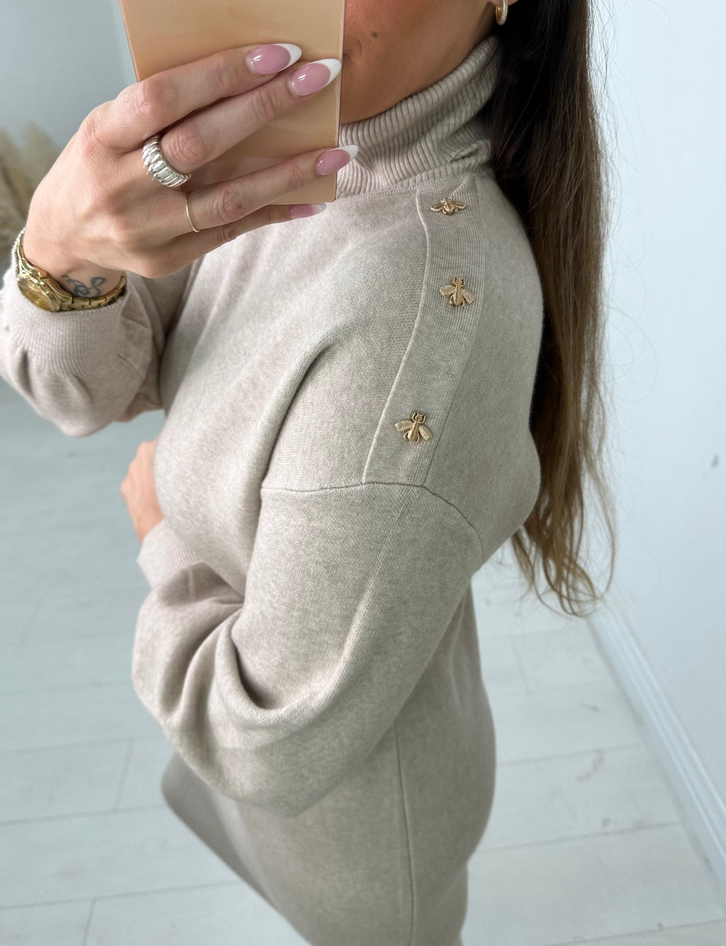 Abia Bee Detail Roll Neck Jumper Dress