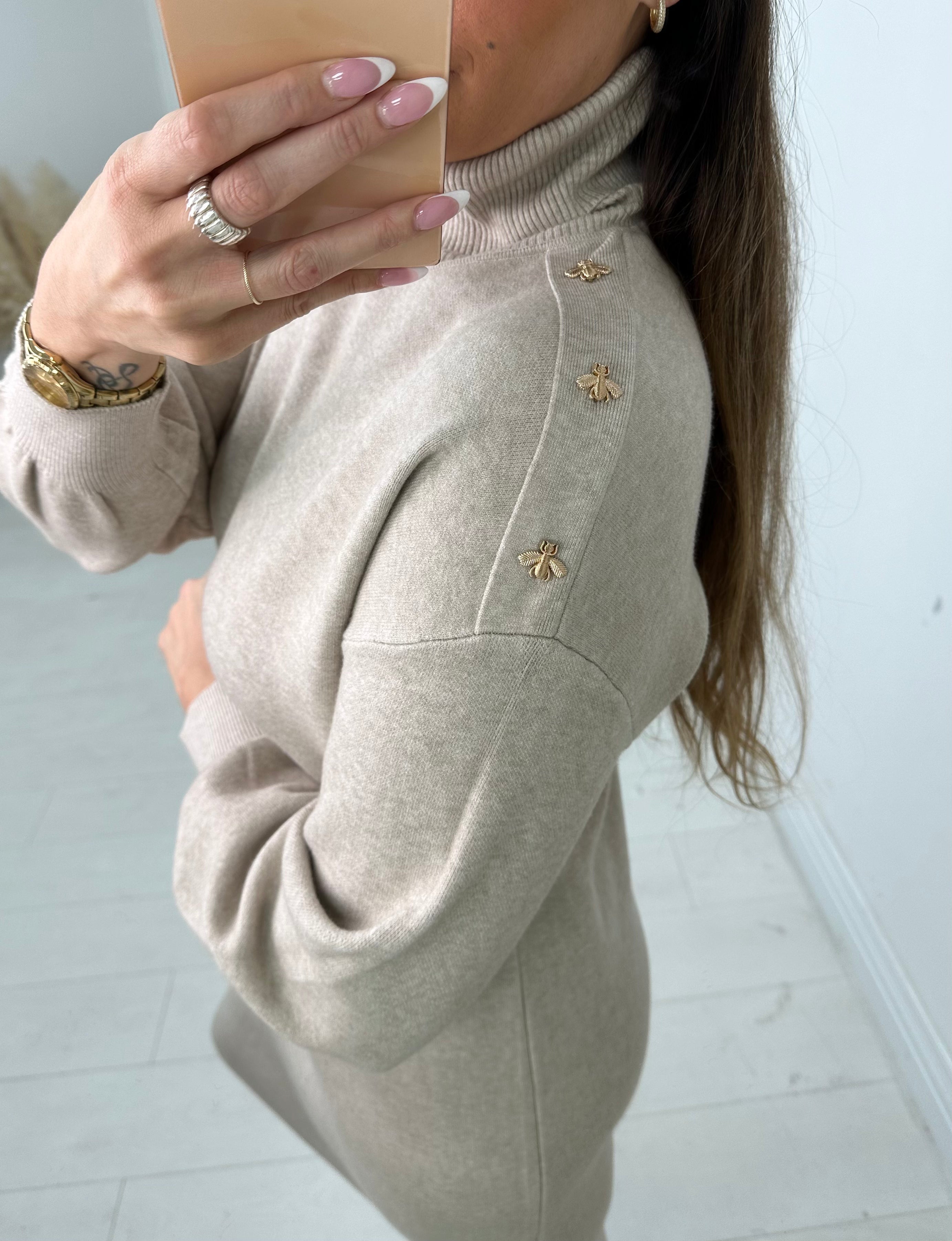 Abia Bee Detail Roll Neck Jumper Dress