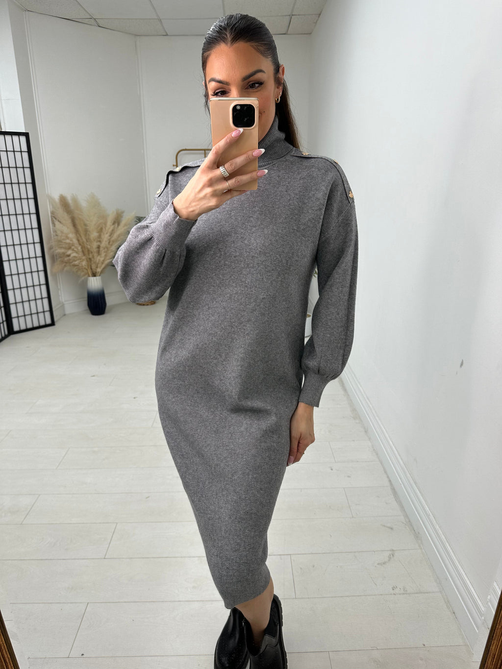 Abia Bee Detail Roll Neck Jumper Dress