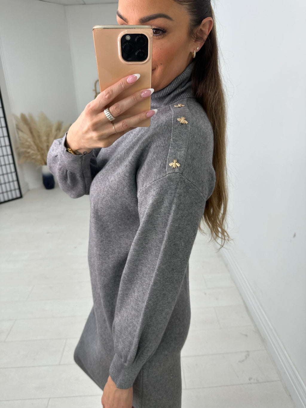 Abia Bee Detail Roll Neck Jumper Dress
