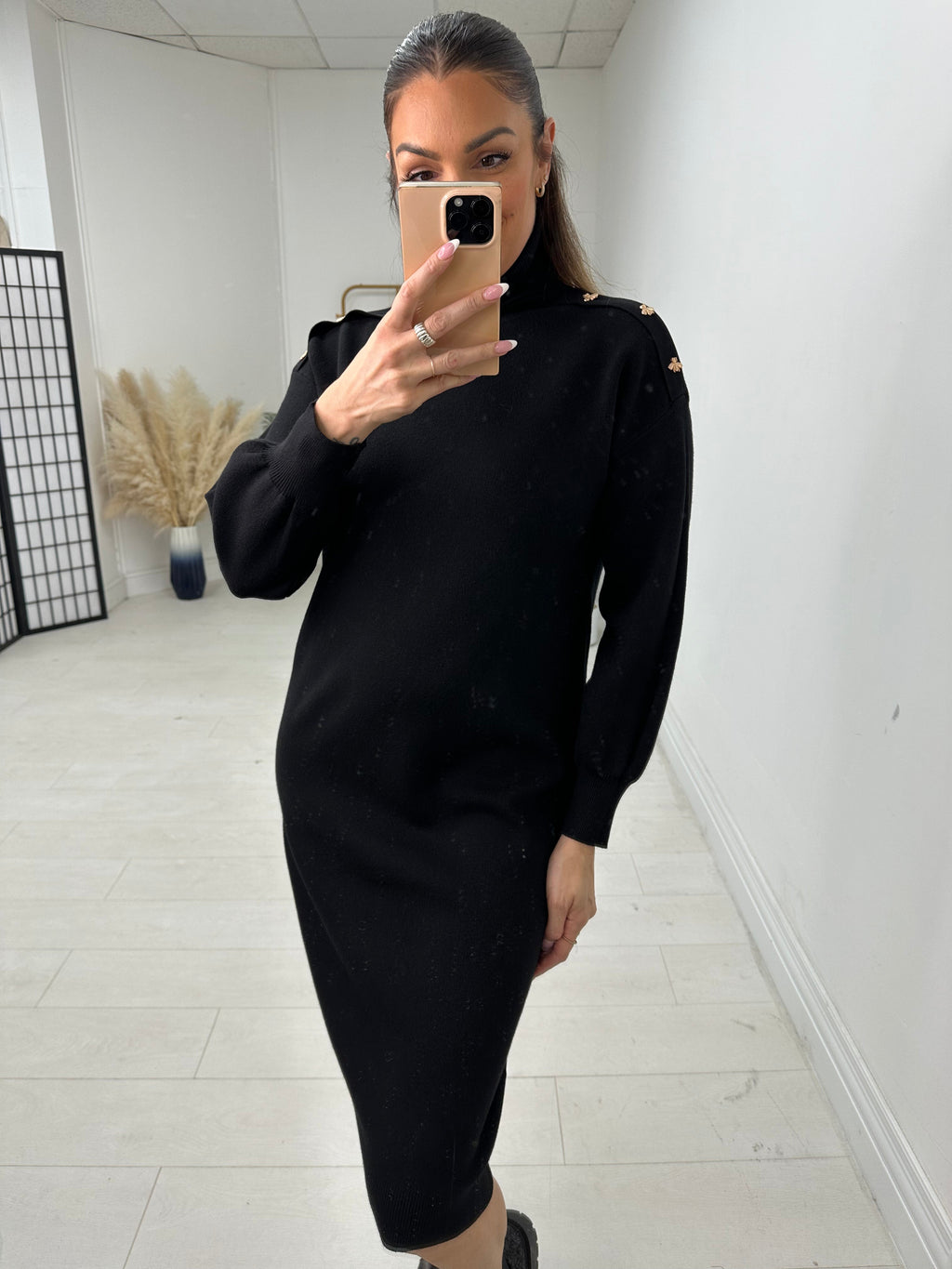 Abia Bee Detail Roll Neck Jumper Dress