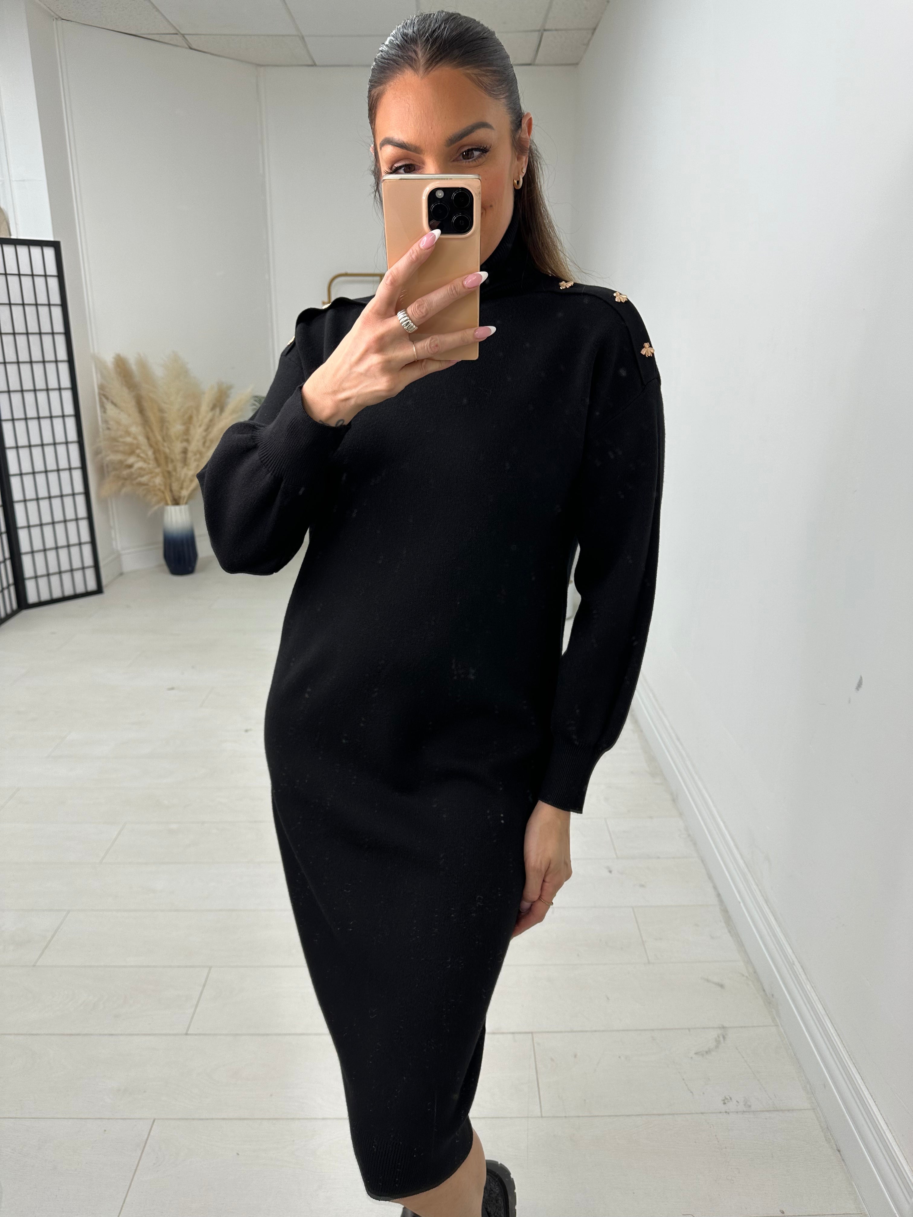 Abia Bee Detail Roll Neck Jumper Dress