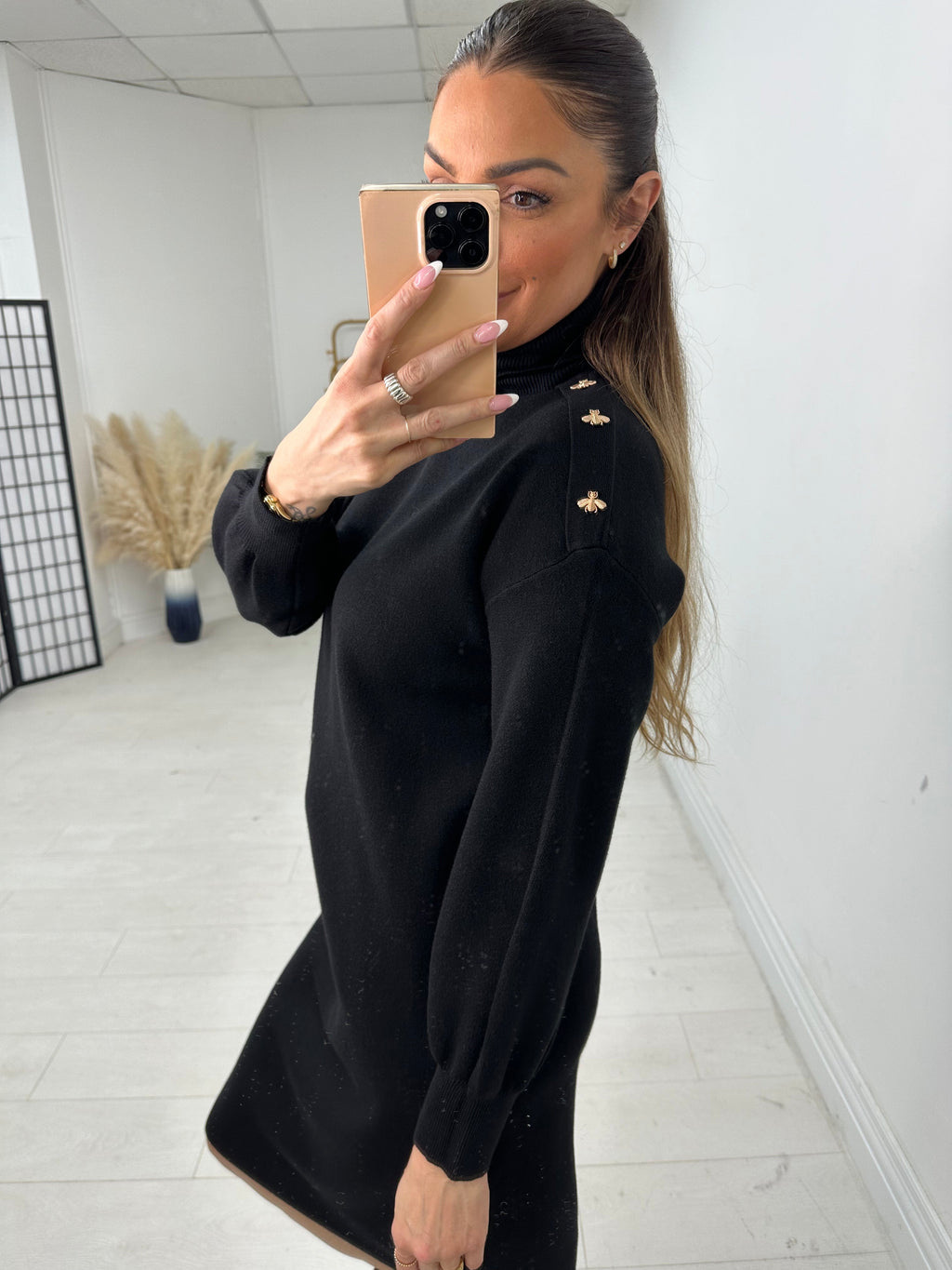 Abia Bee Detail Roll Neck Jumper Dress