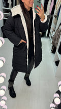 Gracia Reversible Black Padded/Cream Borg Coat