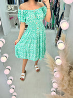 Misha Patterned Button Detail Midi Dress