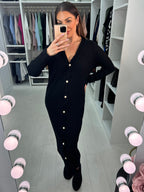 Samira Pearl Button Detailed Maxi Knit Dress