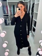 Samira Pearl Button Detailed Maxi Knit Dress