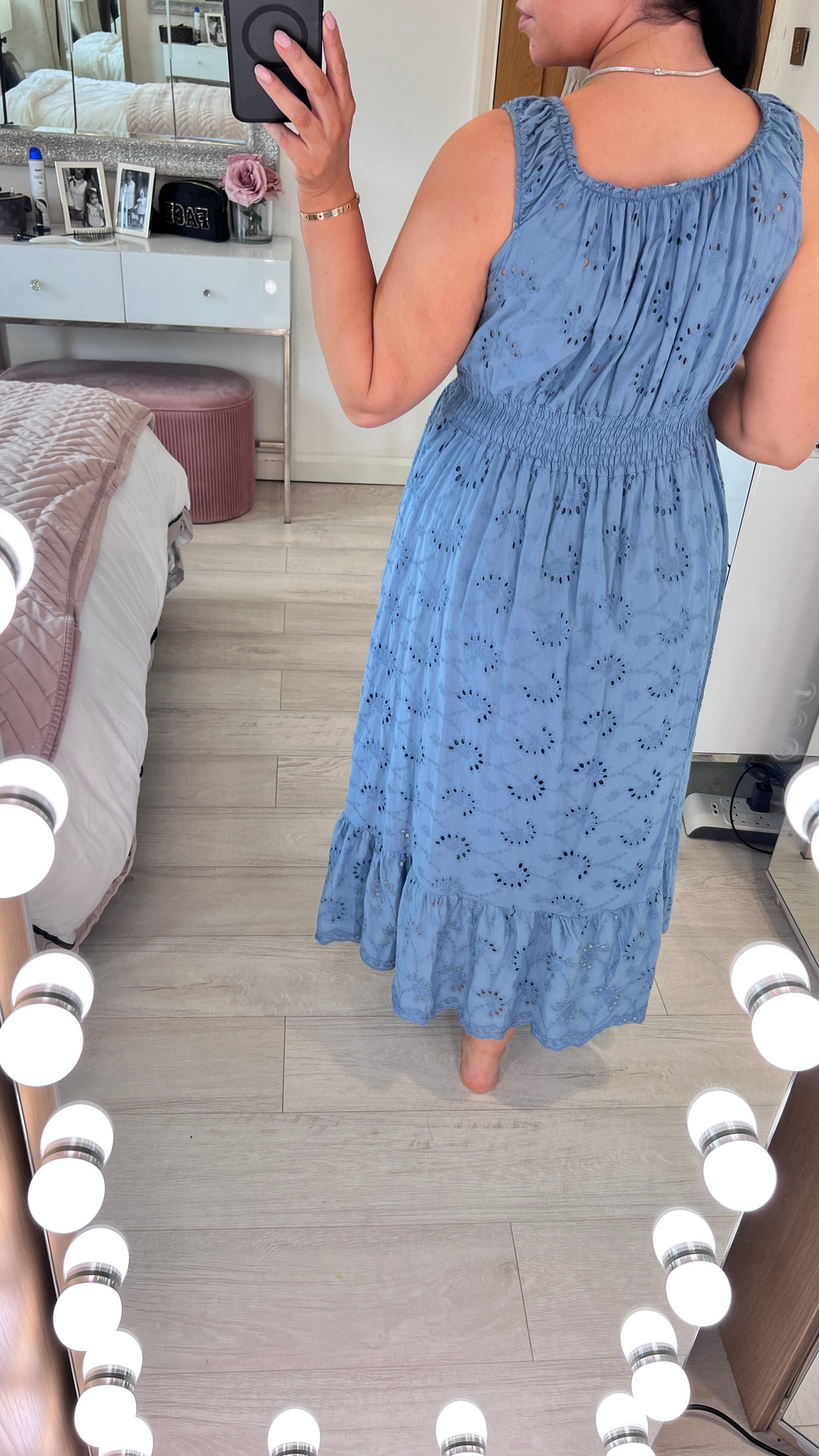 Melaney Broderie Anglaise Frill Hem Midi Dress