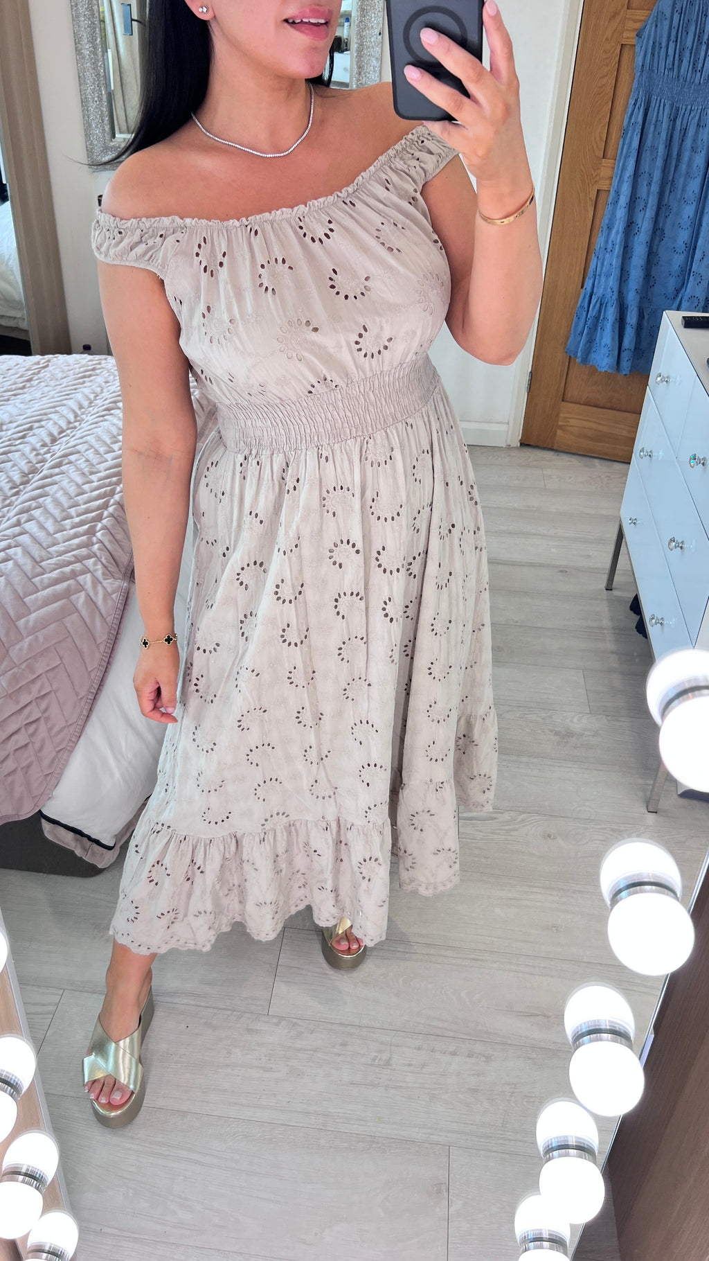Melaney Broderie Anglaise Frill Hem Midi Dress