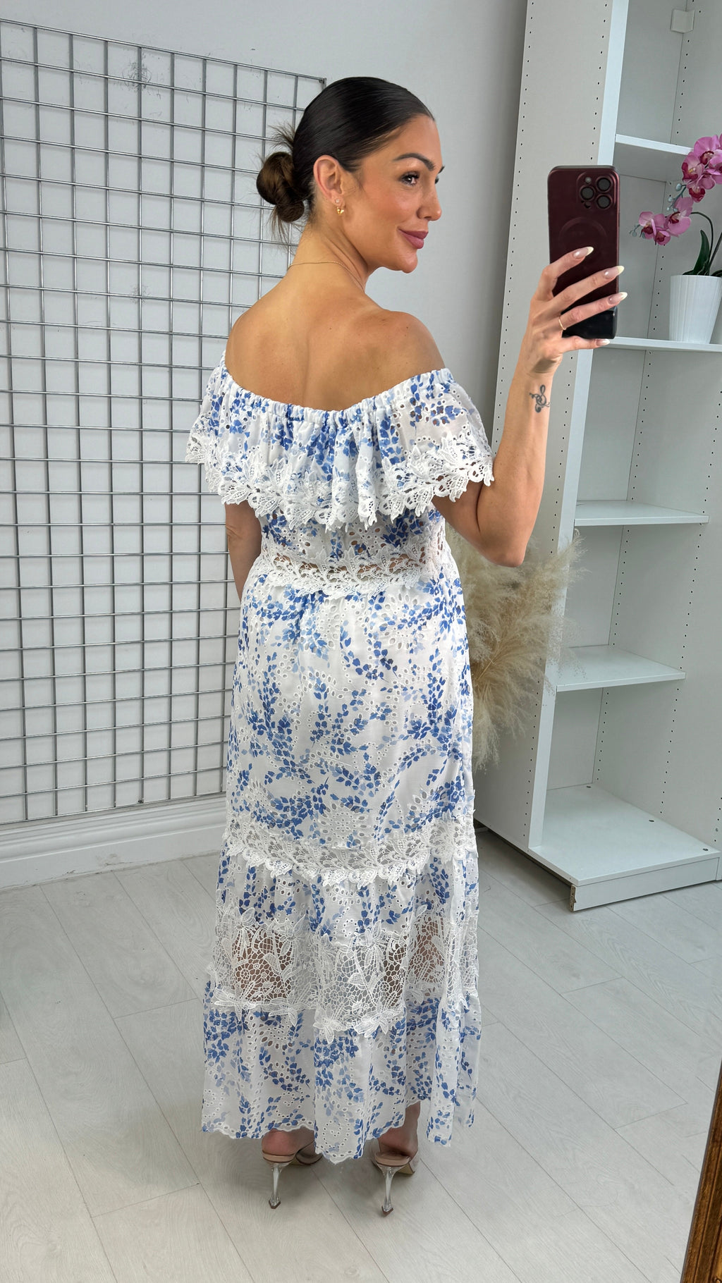 Jude Floral Lace Bardot Maxi Dress