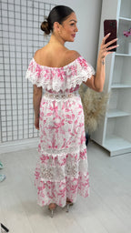 Jude Floral Lace Bardot Maxi Dress