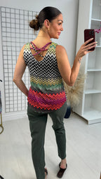 Fiona Zig Zag Print Magic Top
