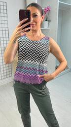 Fiona Zig Zag Print Magic Top