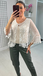 Millie Crochet Pearl Button Cardigan