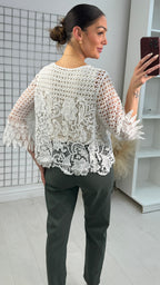 Millie Crochet Pearl Button Cardigan