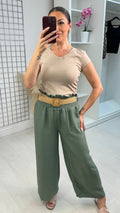 Juno Wide Leg Trousers with Woven Belt