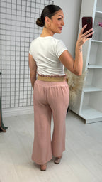 Juno Wide Leg Trousers with Woven Belt