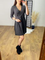 Nyra Wrap Front Button Detail Dress