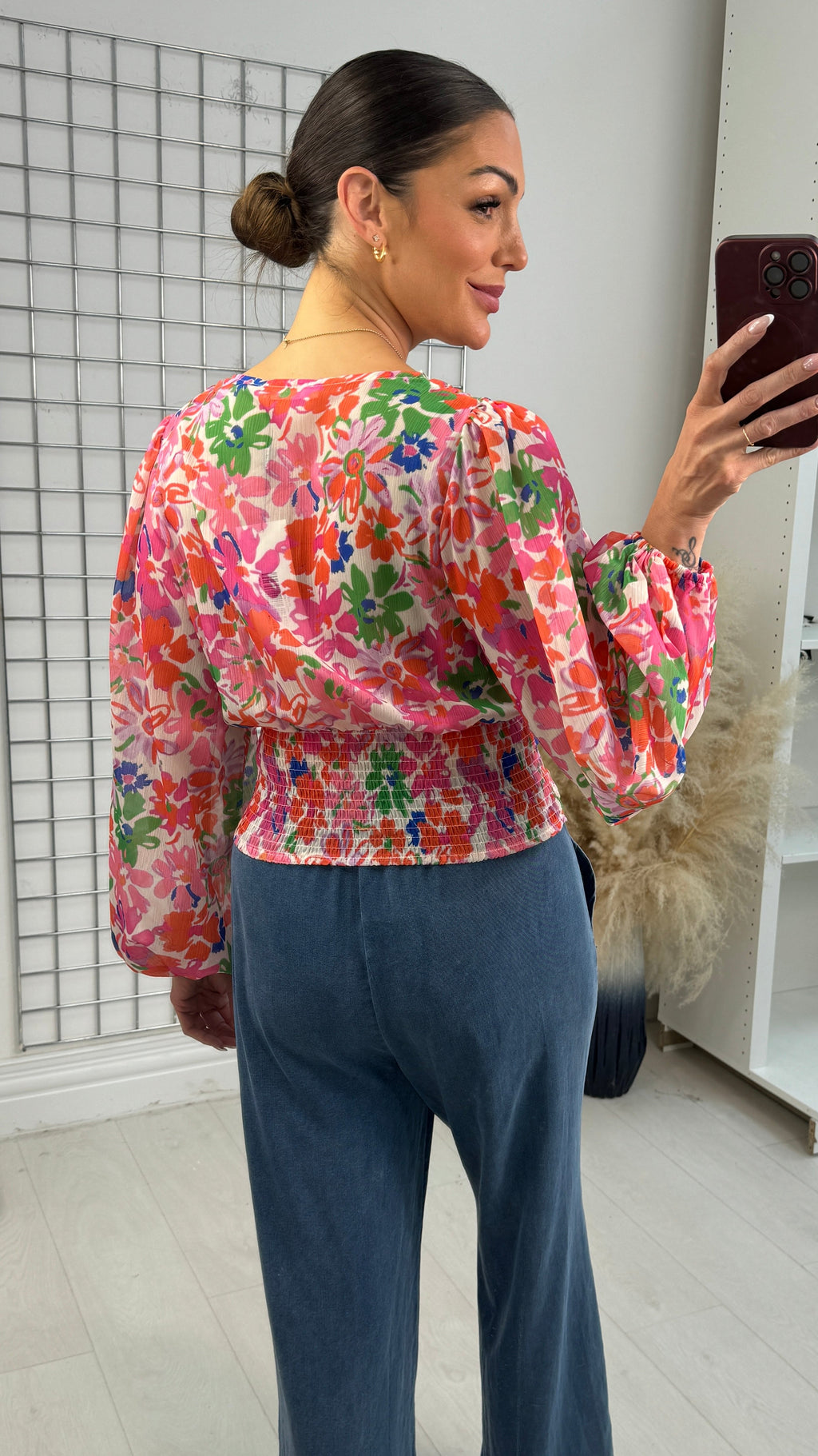 Jacky Floral Print Deep V Neck Blouse