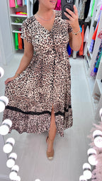 Astrid Leopard Print Ruffle Hem Maxi Dress