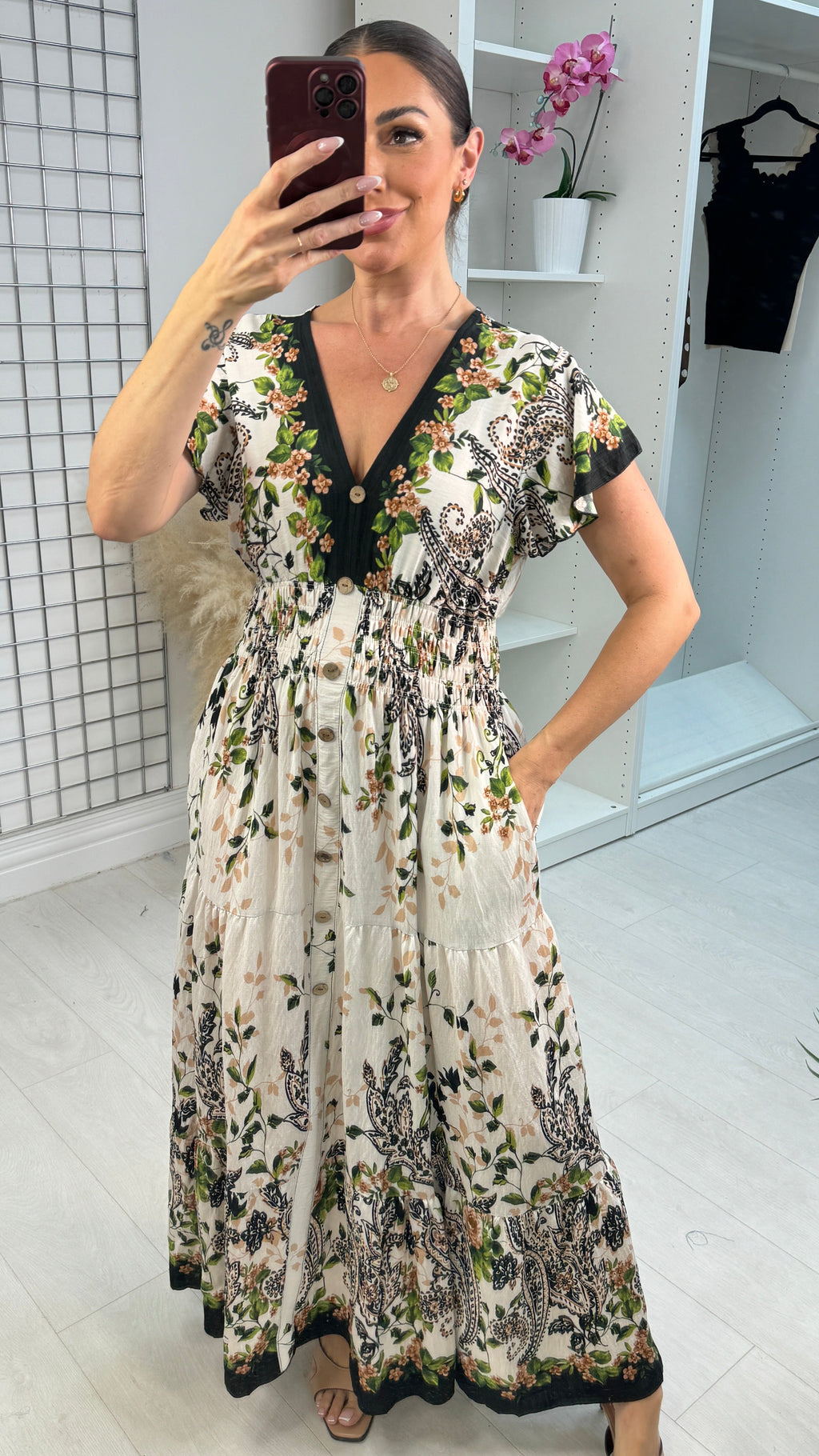 Azura Floral Button-Front Maxi Dress