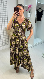 Dora Floral Shirred Maxi Dress