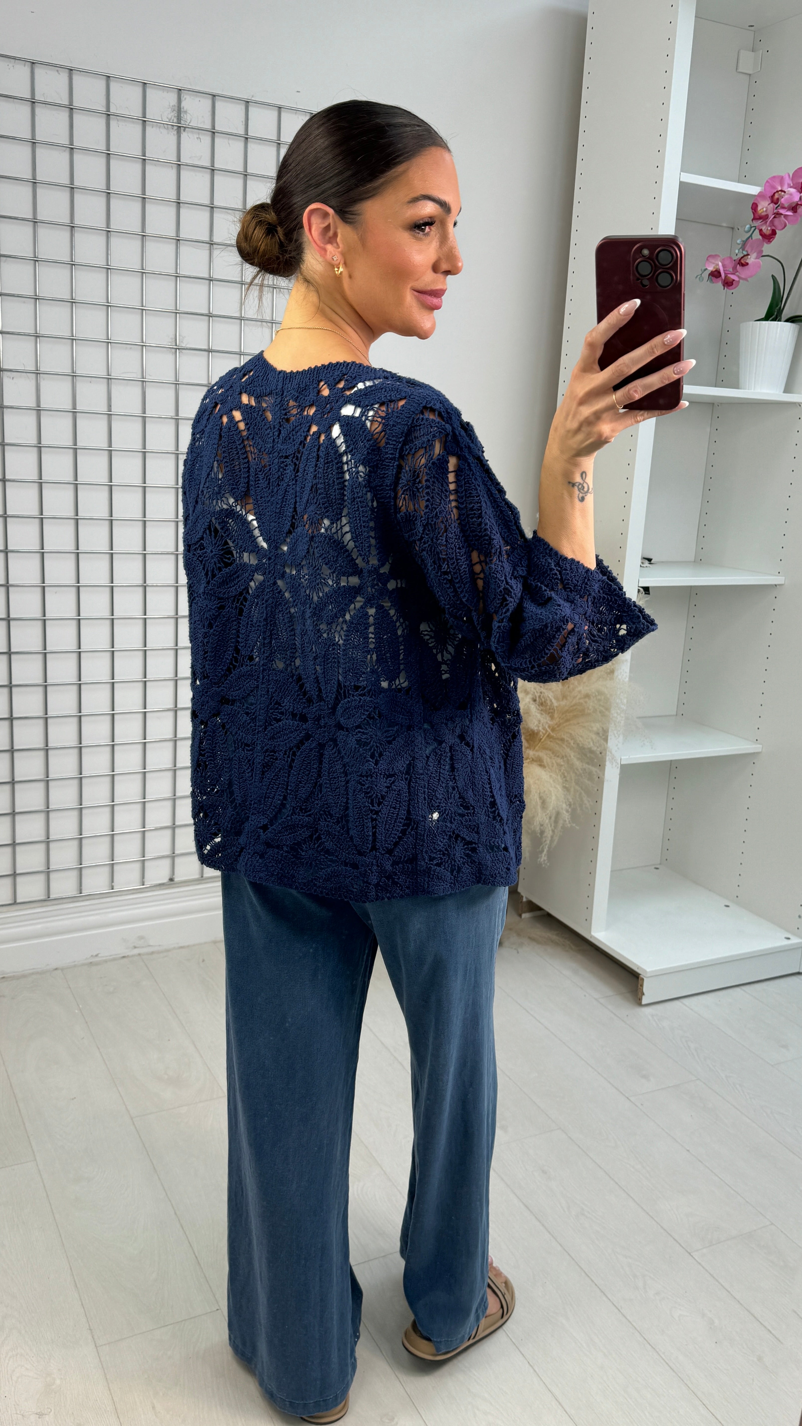 Wella Open Front Crochet Cardigan