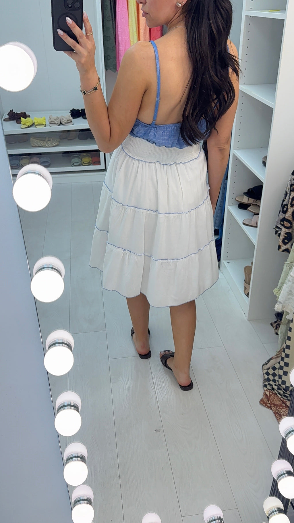 Unique Embellished Strappy Smock Dress
