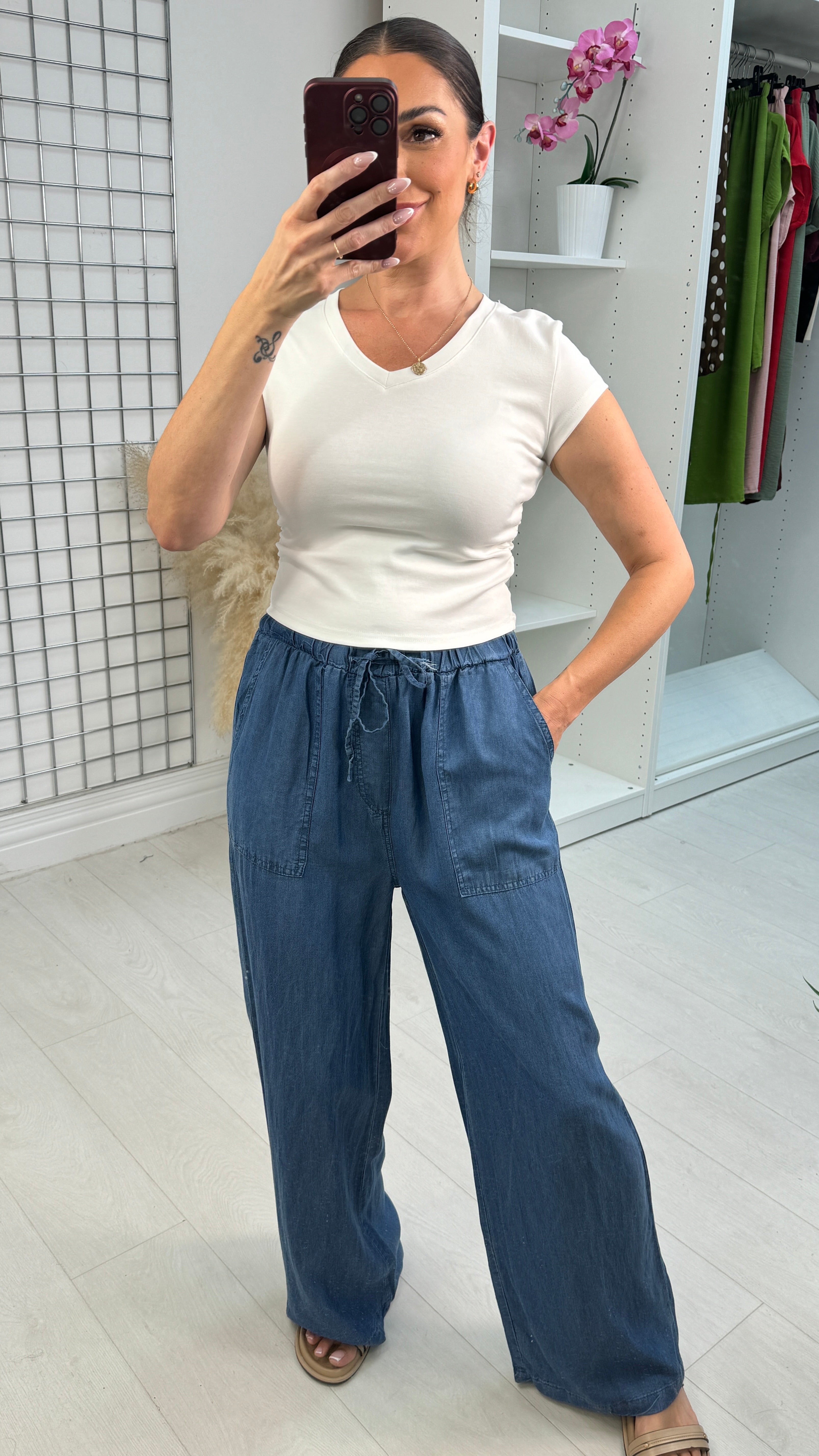 Wilda Denim Wide Leg Trousers