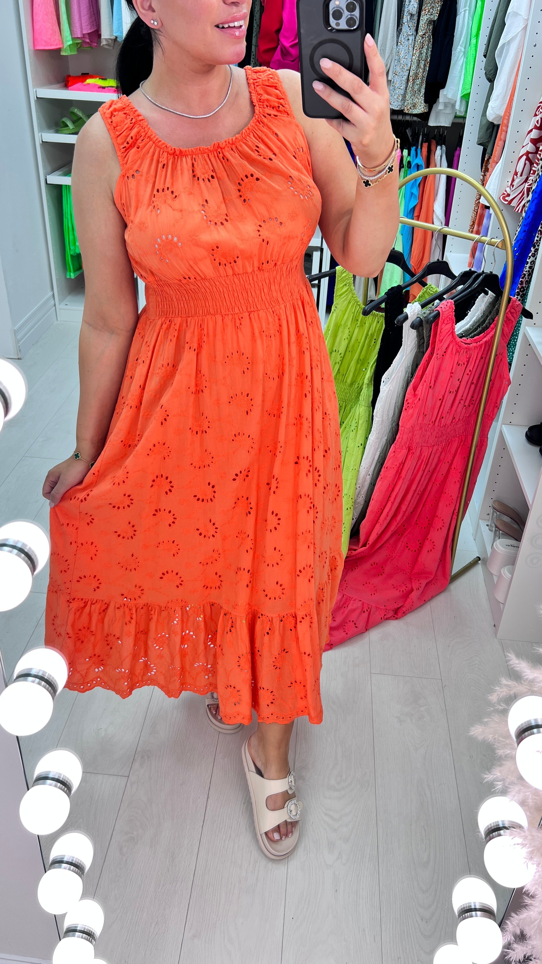 Melaney Broderie Anglaise Frill Hem Midi Dress