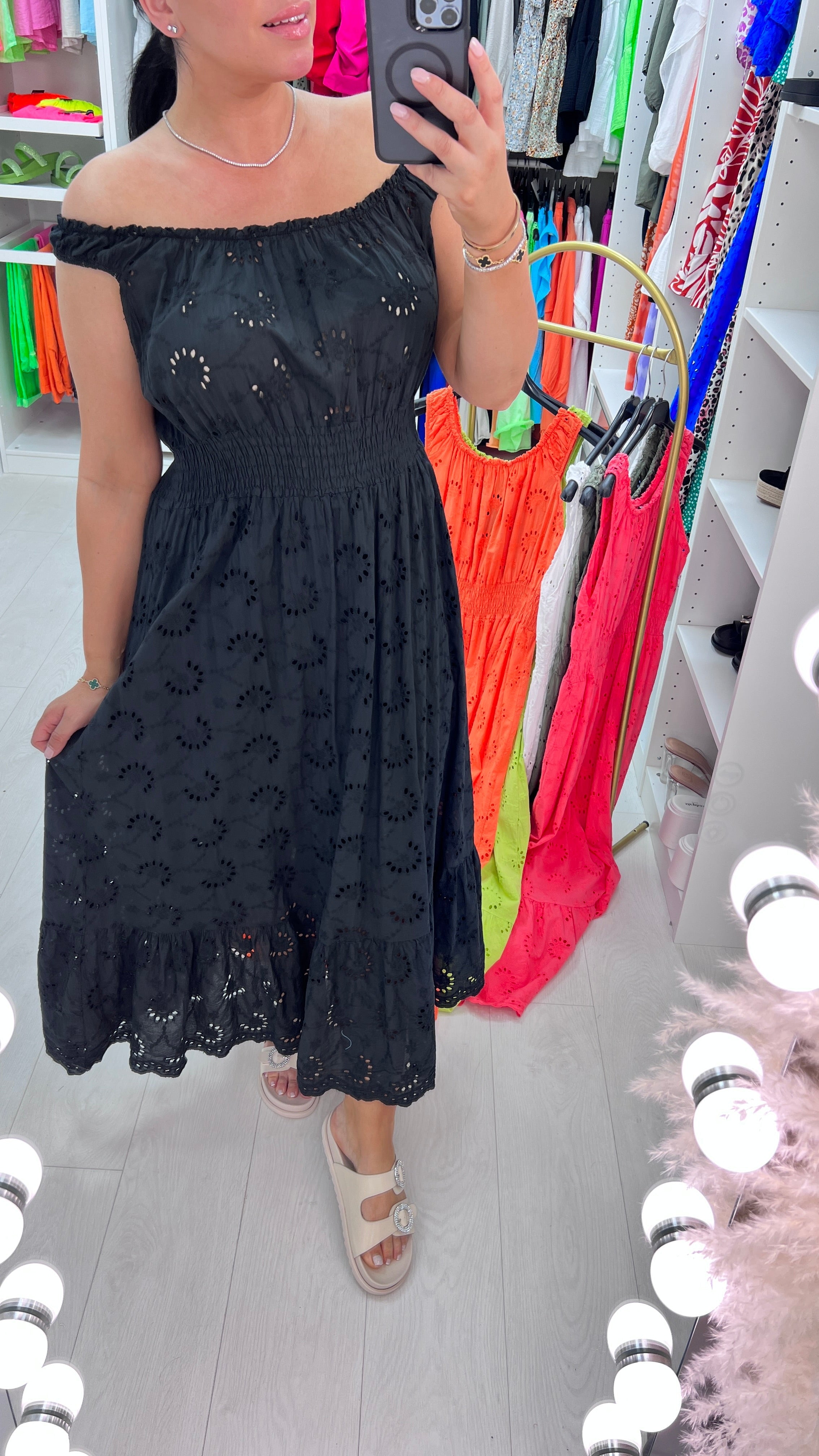 Melaney Broderie Anglaise Frill Hem Midi Dress