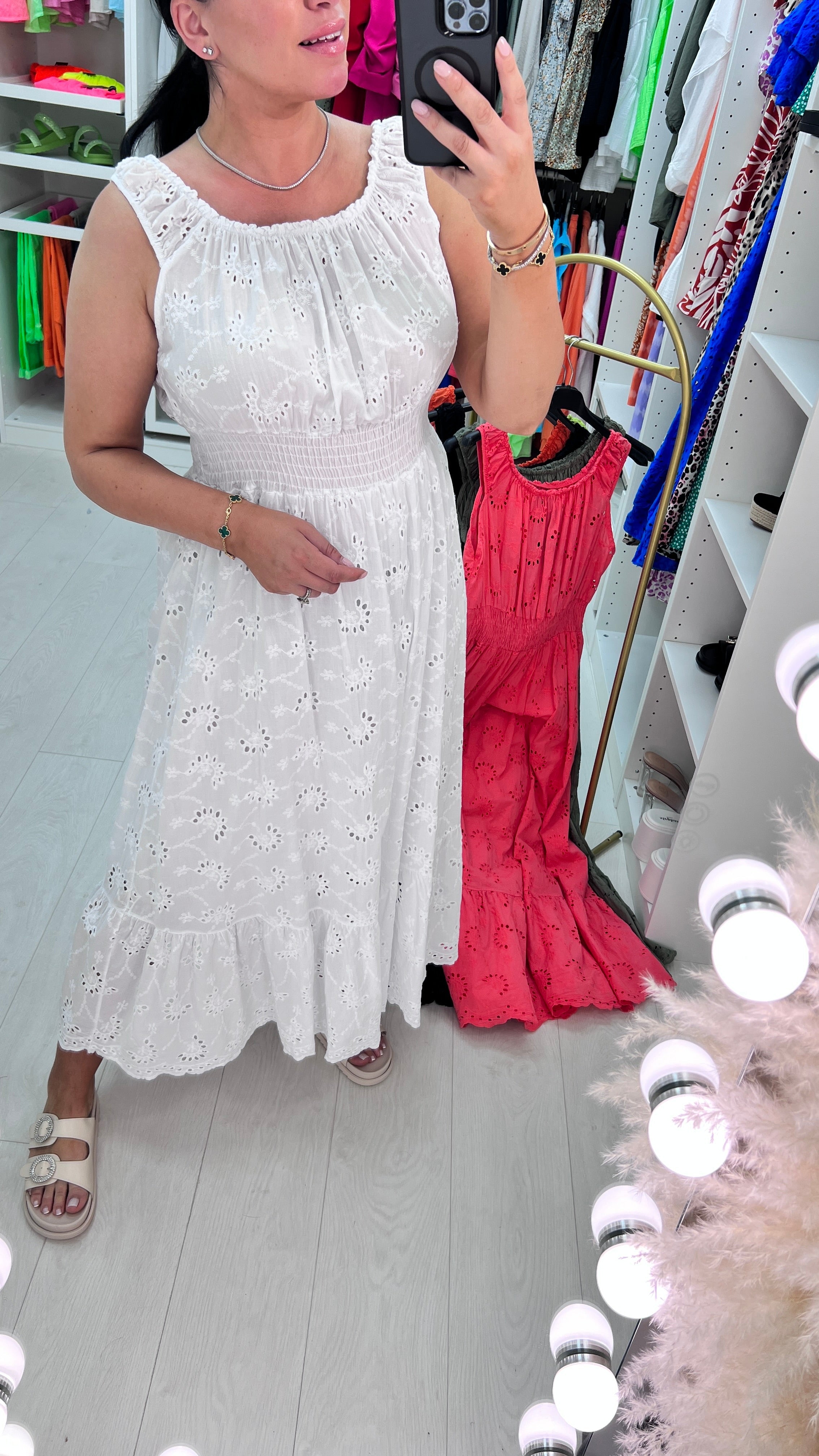 Melaney Broderie Anglaise Frill Hem Midi Dress