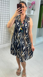 Damara Animal Print V Neck Loose Fit Dress