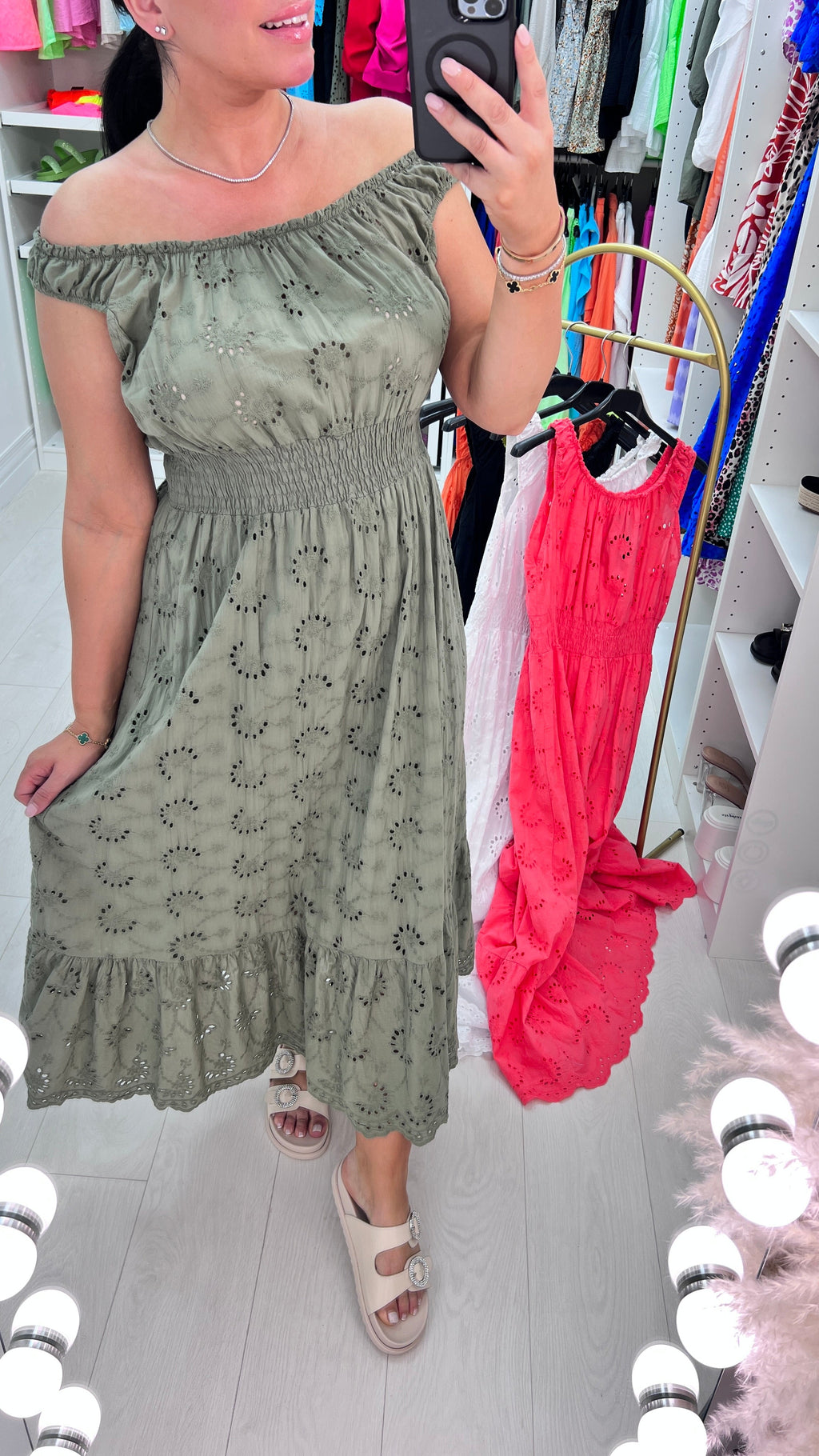 Melaney Broderie Anglaise Frill Hem Midi Dress