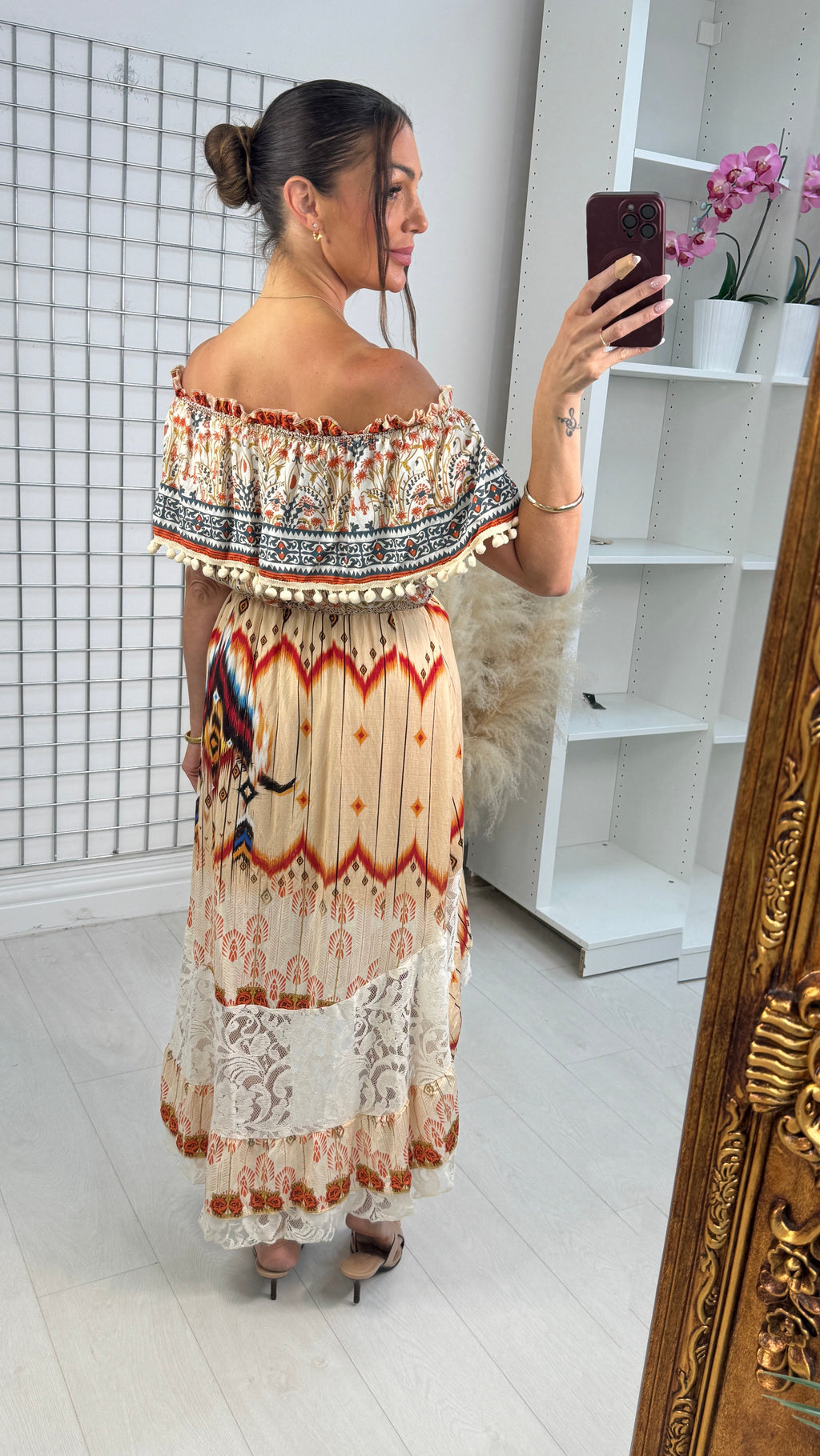 Serena Bohemian Bardot Maxi Dress