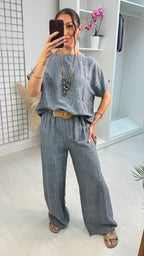 Otillie Plain Tie Front Belted Co-Ord Set