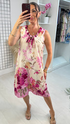 Emerie Floral Print Sleeveless Midi Smock Dress