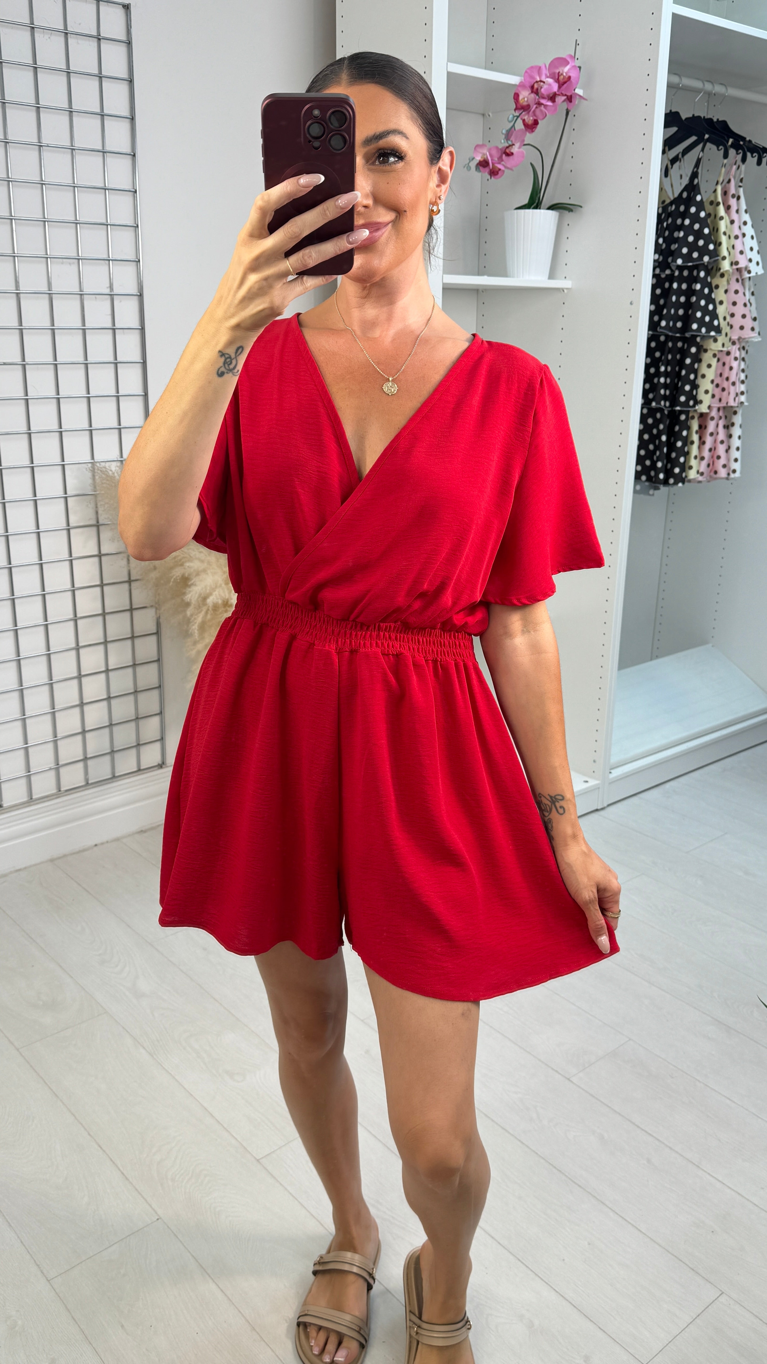 Utopia Plain V Neck Playsuit