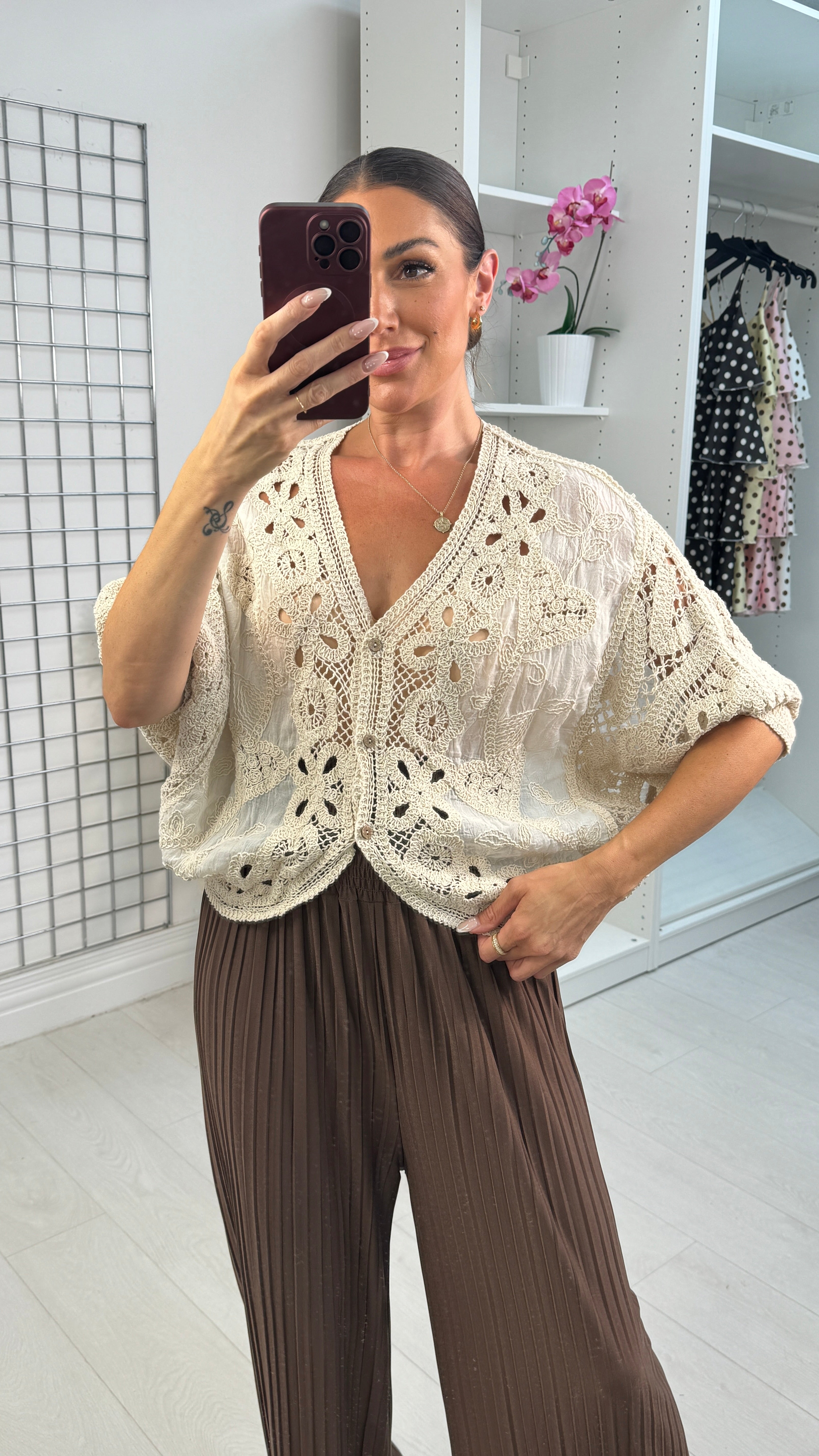 Daizy Crochet Detailed Batwing Cardigan