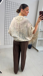 Daizy Crochet Detailed Batwing Cardigan